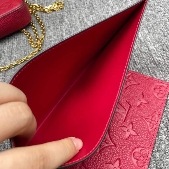 100%  Authentic Louis Vuitton Pochette Felicie Red W/P Monogram Shoulder Bag - Picture 16 of 16